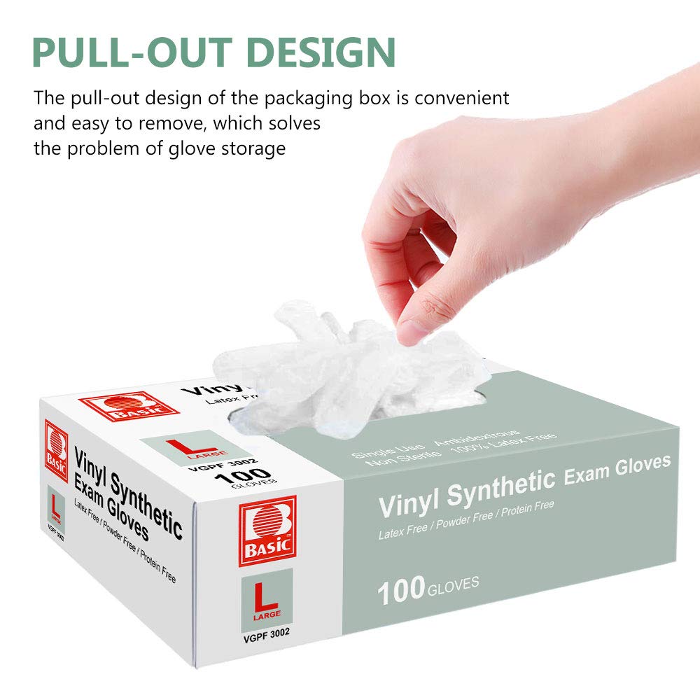 squish Disposable Gloves, 100 Count 4 mil Clear Vinyl Gloves Latex Free Powder-Free Health Glove Cleaning Rubber Glove for Kitchen Cooking Cleaning