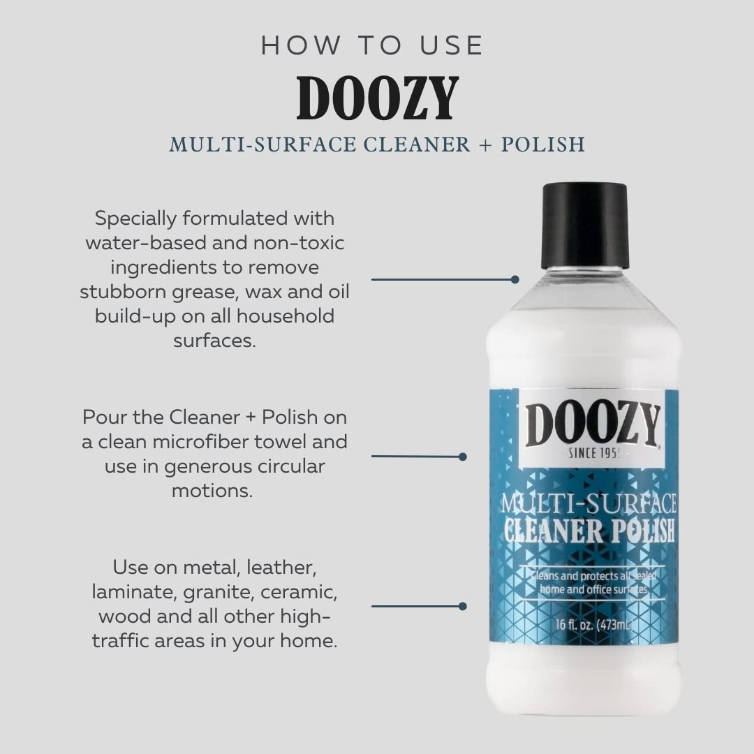 Doozy 16 oz Multi-Surface Cleaner Polish for All Furniture, Wood, Glass, Plastic, Metal, & Ceramic Surfaces - Cleans, Protects, Eliminates Dust