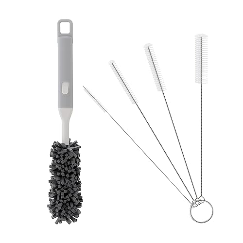PeiTuSengJin Five-Piece Bottle Brush Cleaning Set Includes 4 Straw Cleaning Brushes and 1 Cup Brush with Detachable Long Handle. Suitable for Cleaning