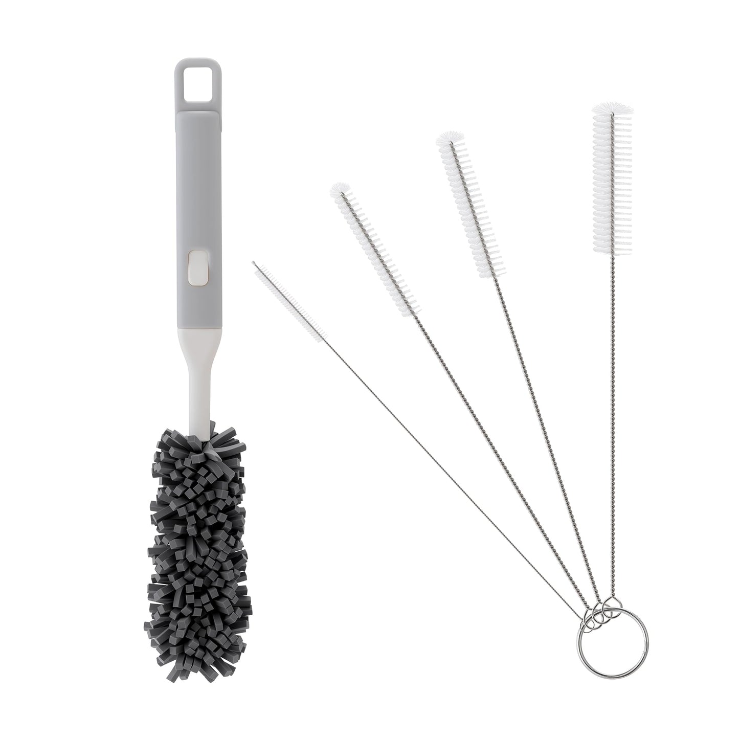 PeiTuSengJin Five-Piece Bottle Brush Cleaning Set Includes 4 Straw Cleaning Brushes and 1 Cup Brush with Detachable Long Handle. Suitable for Cleaning