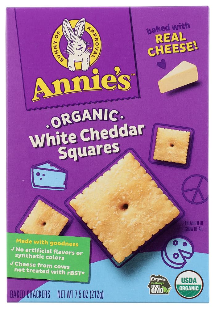 Annie's Organic White Cheddar Squares Baked Snack Crackers 7.5 oz. (Pack of 2)2