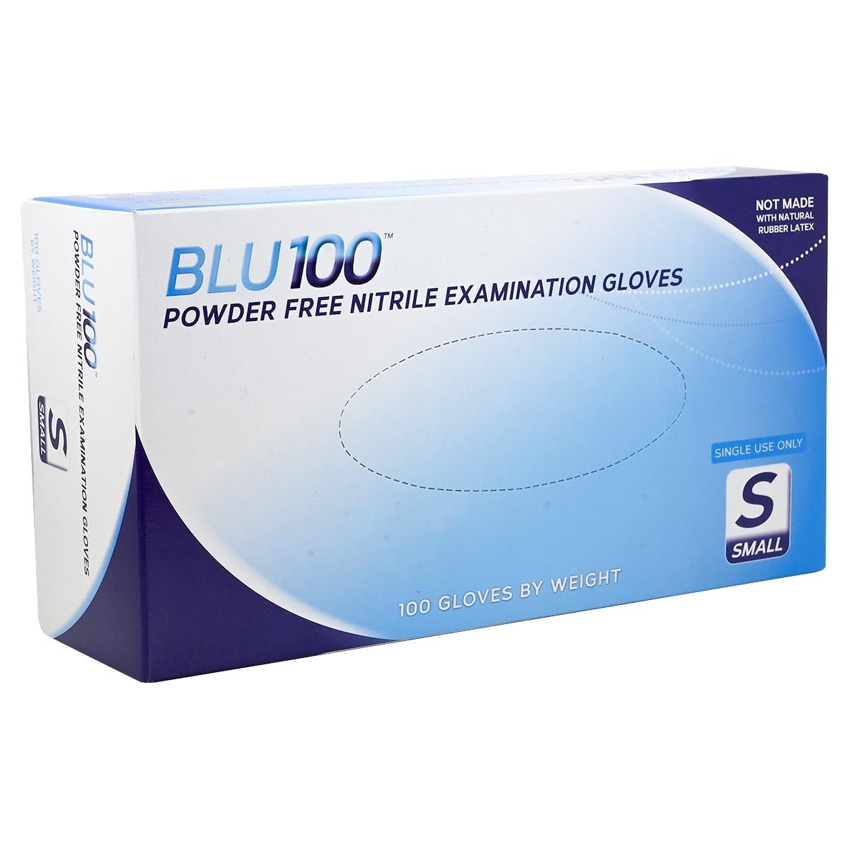 DASH Box of 100 - BLU100XS BLU100 Nitrile Exam Gloves - Light Blue - 4.3 mil