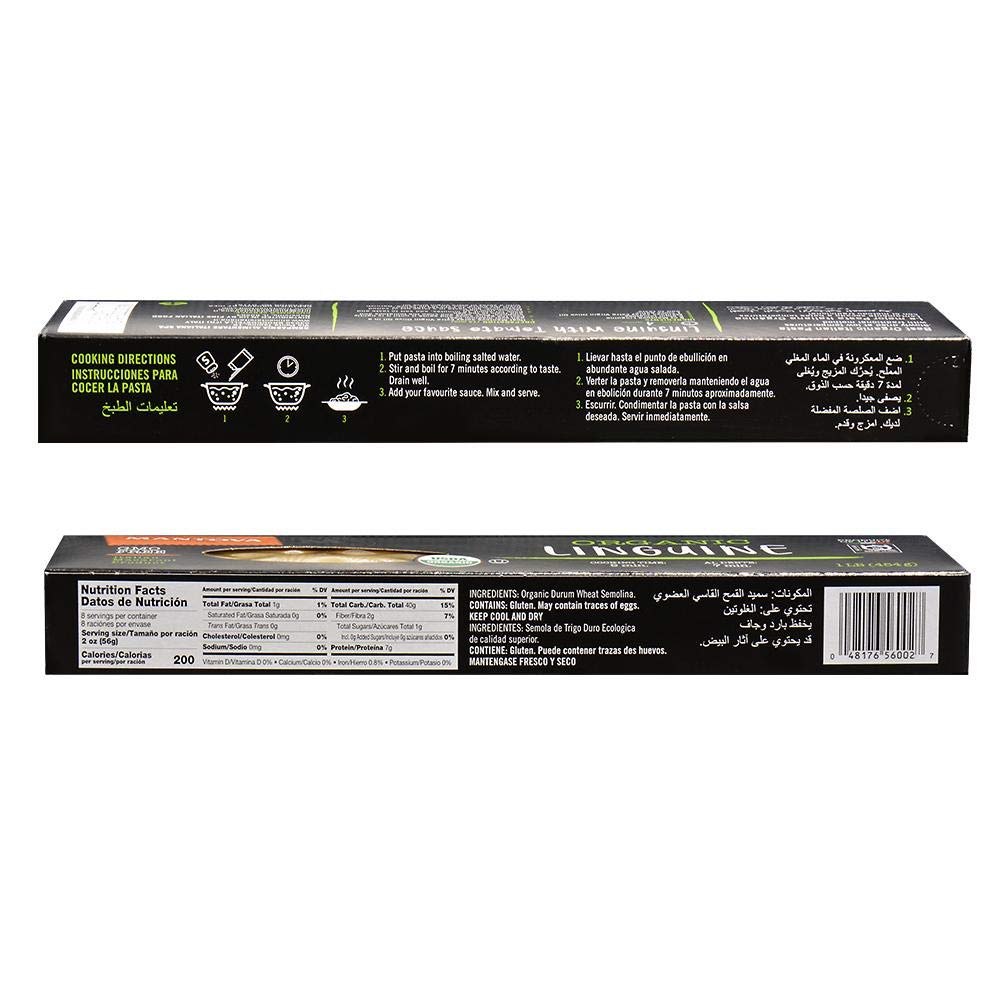 Mantova Organic Linguine Pasta 1 lb (Pack of 6) - Non-GMO Authentic Italian Imported Pasta