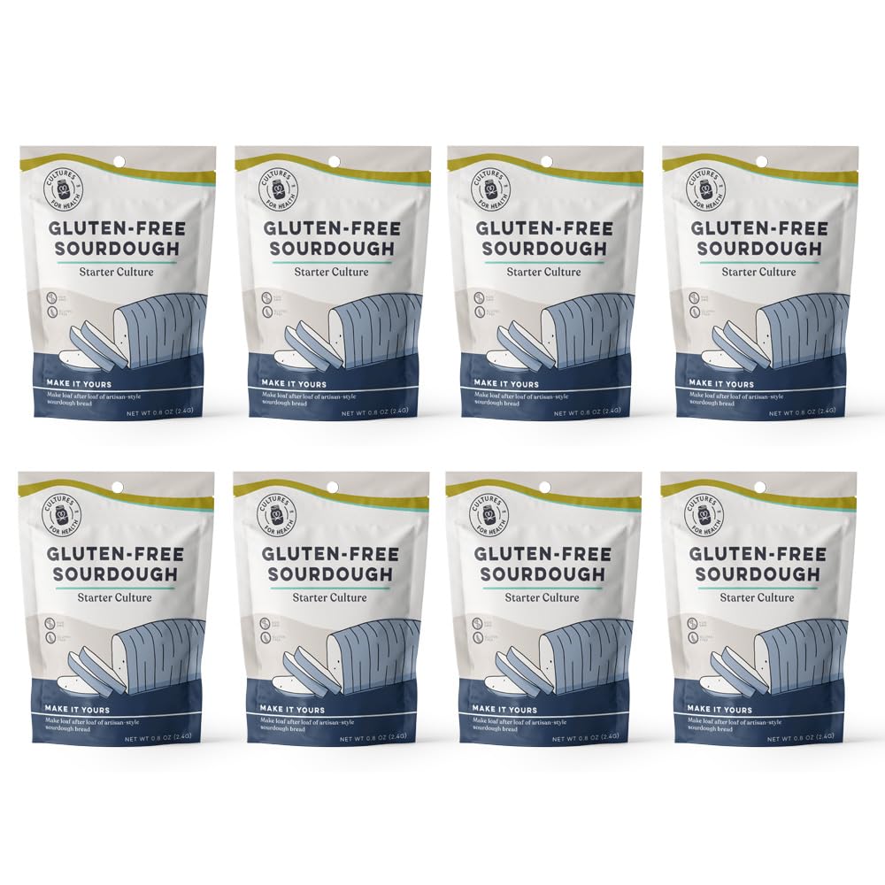 Cultures for Health Heirloom Sourdough Starter | 8 Dehydrated Packets for DIY Bread, Pizza & Pasta Dough | Non-GMO Prebiotic Baking Culture