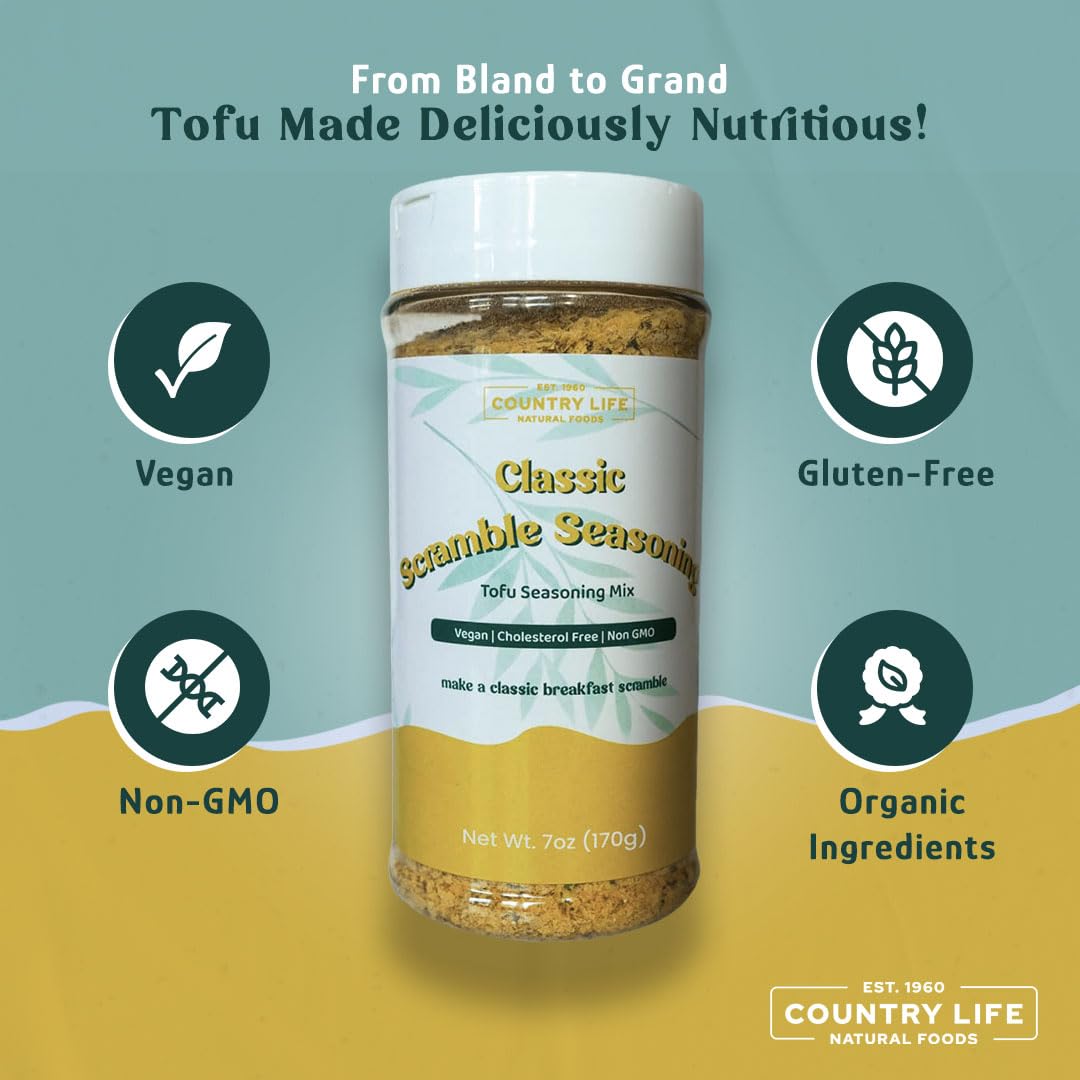 Country Life Tofu Scramble Seasoning, Vegan, Made with Organic Ingredients, Non-GMO, Plant-based, Herbs and Spices, 6 oz