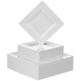 BloominGoods 100 PCS Disposable Plastic White Square Plates, 100-Pack 6.5 & 10 In. Combo Premium Heavy Duty Square Plastic Plates, Ideal For Wedding