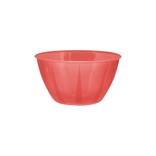 Party Essentials Hard Plastic 24-Ounce Small Serving Bowls, Red, 6-Count