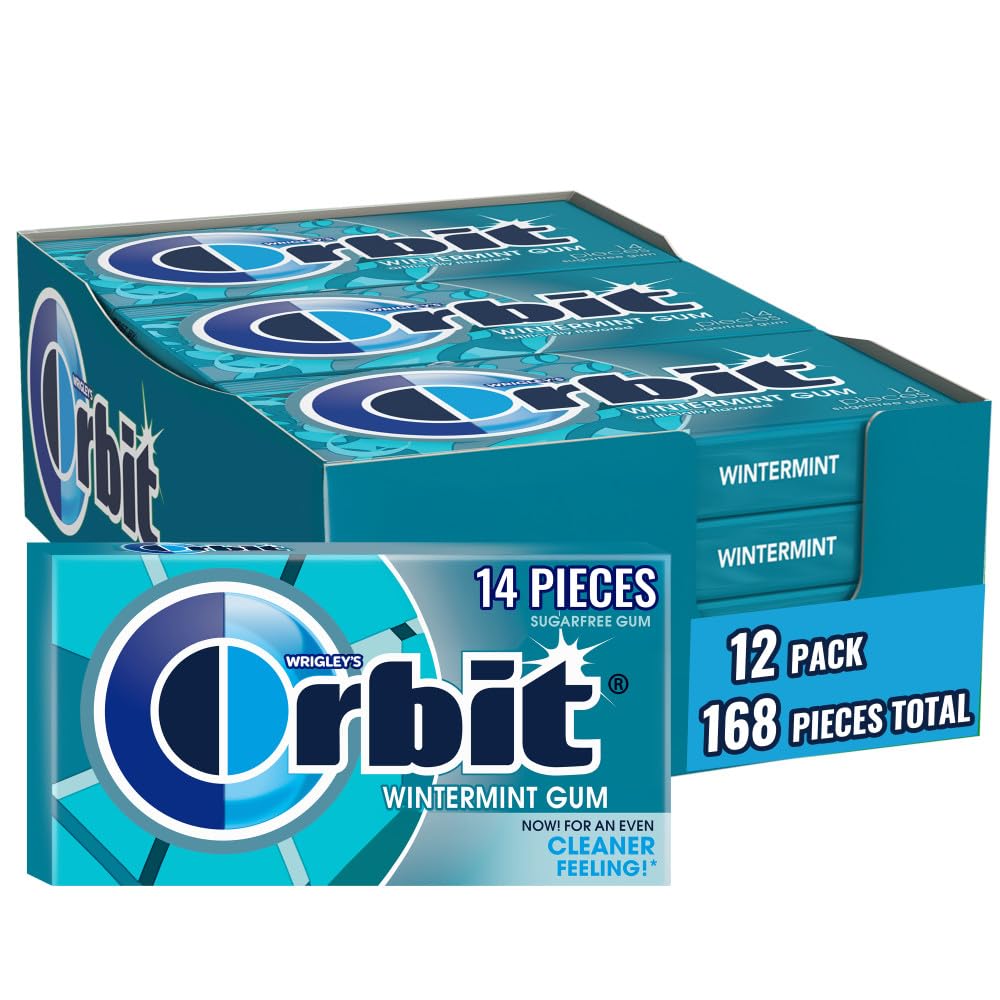 ORBIT Wintermint Sugar Free Individually Wrapped Chewing Gum Mint Bulk Box , 12 Packs of 14-Pieces (168 Total Pieces)