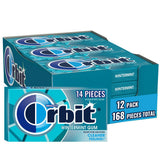 ORBIT Wintermint Sugar Free Individually Wrapped Chewing Gum Mint Bulk Box , 12 Packs of 14-Pieces (168 Total Pieces)