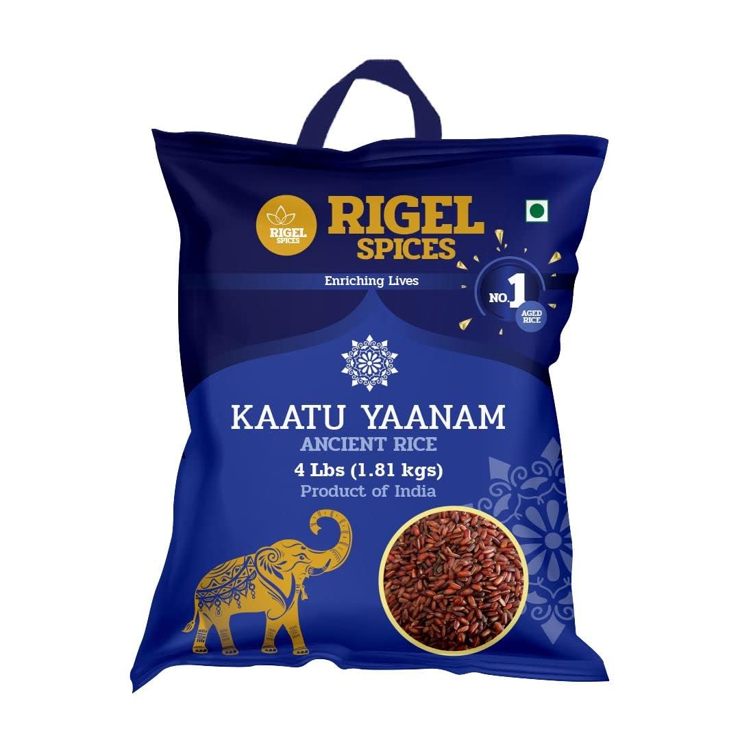 Rigel Spices | Forest Elephant Red Rice (4 Lb) | Kaatu Yaanam Ancient Rice | Kattuyanam rice | 12+months aged | GLUTEN FREE