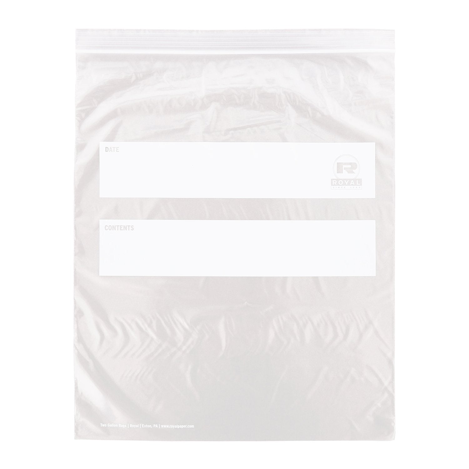 Royal Double Zipper Two Gallon Bags, Box of 100