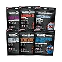 SAVAGE Bacon Jerky and Beef Jerky Variety - Salt & Pepper Patriot, Teriyaki, BBQ Bandit, Original, Bourbon Glaze, Sgt. Pepper (Pack of 6) - Gluten