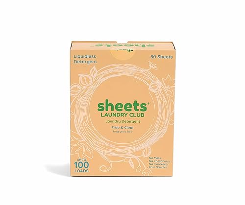 Sheets Laundry Club - Liquidless Laundry Detergent Sheets, 100 Loads - Fragrance Free Scent, Eco-Friendly, Quick-Dissolving Formula, Hypoallergenic