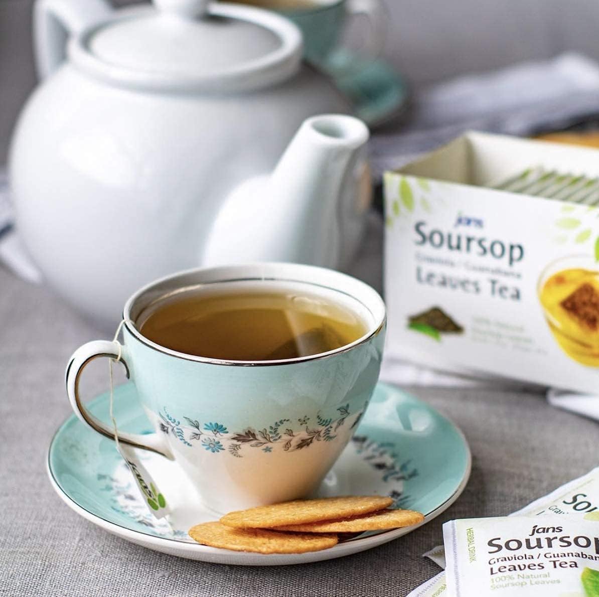 Jans Soursop Tea Bags (25 Count) - Full Strength Herbal Tea from 100% Natural Soursop Leaves - Hoja De Guanabana Graviola Leaf Tea - Caffeine Free