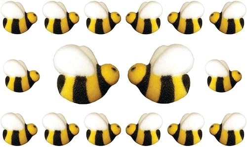 Bees Cake Decorations- Bumble Bee Shaped Edible Hard Sugar Decorations, 16 pcs by R.U.S. Candy Company