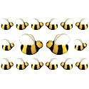 Bees Cake Decorations- Bumble Bee Shaped Edible Hard Sugar Decorations, 16 pcs by R.U.S. Candy Company