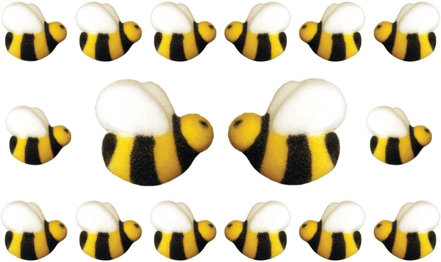 Bees Cake Decorations- Bumble Bee Shaped Edible Hard Sugar Decorations, 16 pcs by R.U.S. Candy Company