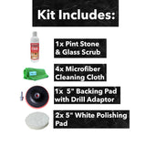 Hard Water Deposit Remover KIT - Scrub Deep Cleans Granite Countertops, Travertine Showers, Glass Shower Doors (1 Pint Stone Pro Stone & Glass -16 Fl