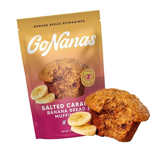GoNanas Salted Caramel Oat Flour Banana Bread Mix, Suitable for Plant Based Vegan Diets, Gluten Free Dairy Free Snacks, Healthy Snacks For Adults, Muffin Mix, Nut Free, Cupcakes Dessert, NON-GMO, 1pk