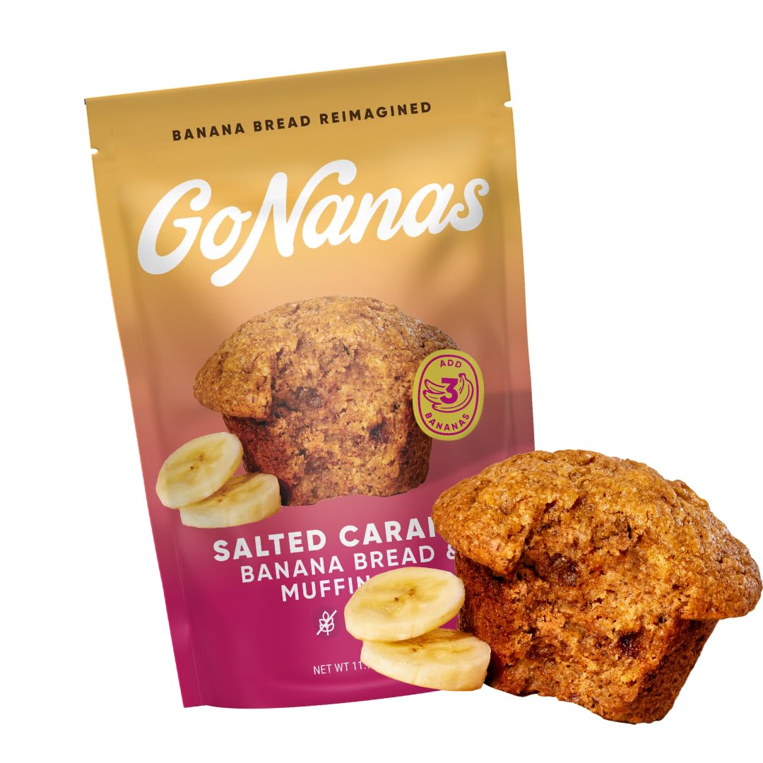 GoNanas Salted Caramel Oat Flour Banana Bread Mix, Suitable for Plant Based Vegan Diets, Gluten Free Dairy Free Snacks, Healthy Snacks For Adults, Muffin Mix, Nut Free, Cupcakes Dessert, NON-GMO, 1pk