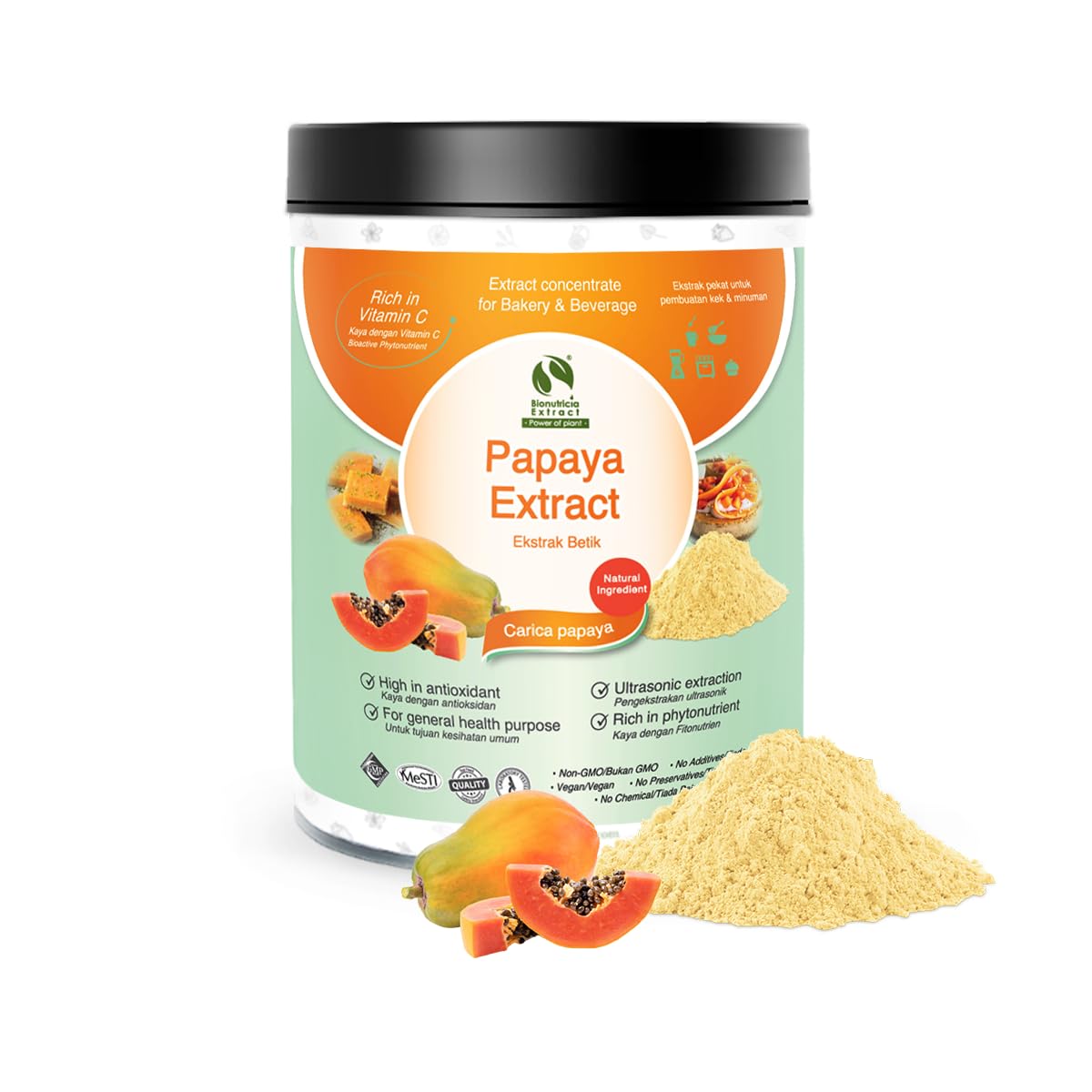 Bionutricia Papaya Extract Powder 7oz, Rich in Digestive Enzymes, Natural Flavor & Nutrients for Smoothies, Drinks & Functional Recipes |