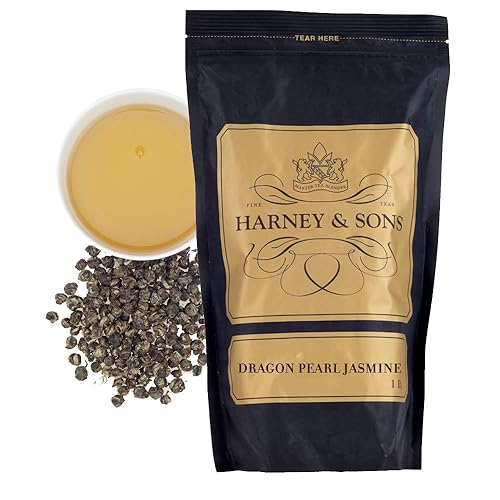 Harney & Sons Dragon Pearl Jasmine | 16oz Bag of Loose Leaf Dragon Pearl Jasmine Tea | Hand-rolled Jasmine Pearls