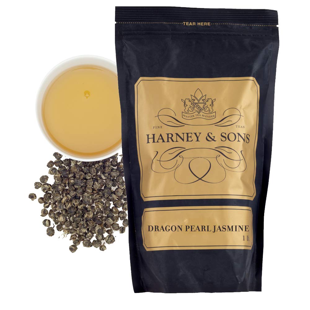 Harney & Sons Dragon Pearl Jasmine | 16oz Bag of Loose Leaf Dragon Pearl Jasmine Tea | Hand-rolled Jasmine Pearls