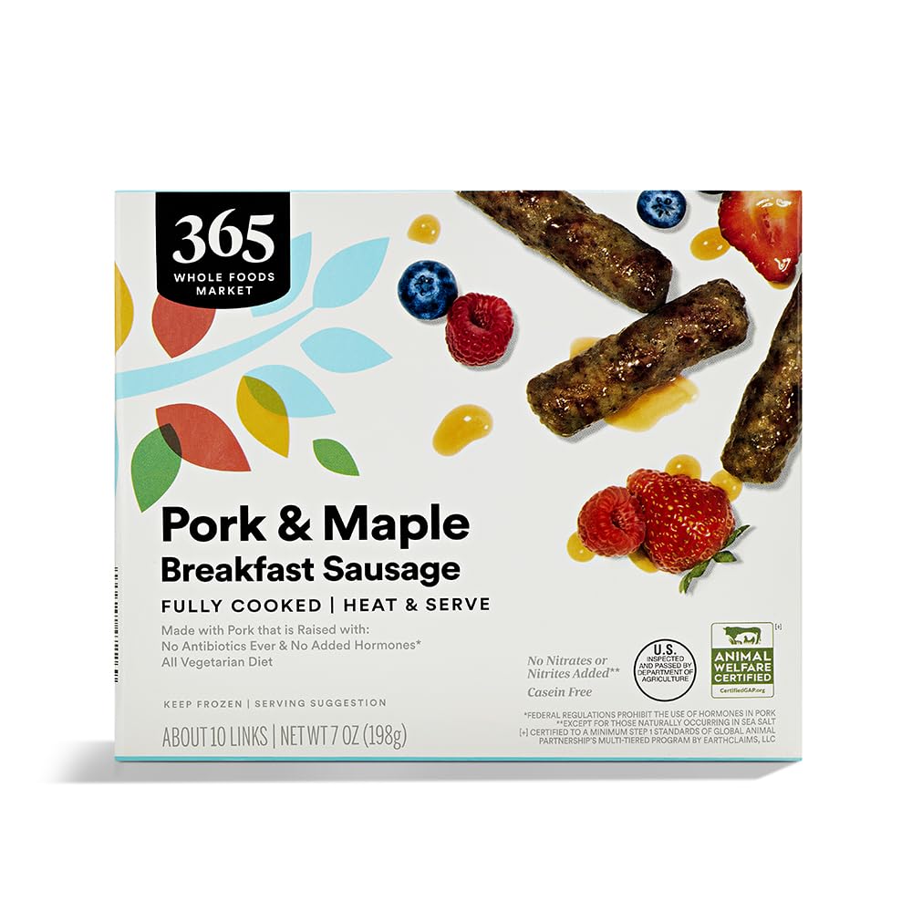 365 by Whole Foods Market, Breakfast Pork & Maple Sausage Links, 7 oz, Frozen