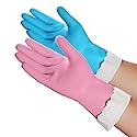 HSL Household Cleaning Gloves - 2 Pairs Reusable Kitchen Dishwashing Gloves with Latex Free, Cotton lining, Waterproof, Non-Slip, Ideal for Dishes
