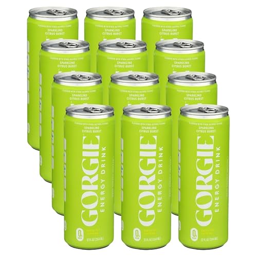 Gorgie Bev Energy Sparkling Citrus Burst - 12 fl oz Cans - for Focus and Refreshment - Alternative to Alani and Celsius - V8 Style Beverage - 12 Pack