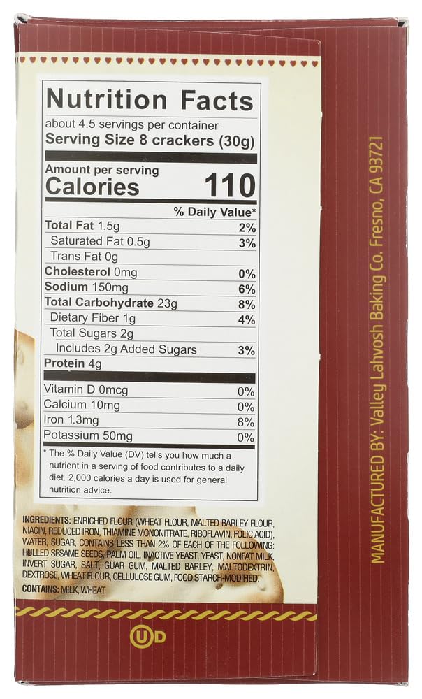 Valley Lahvosh Hearts Crackerbread, Original, 4.5-Ounce Boxes (Pack of 12) by Vally Lavosh