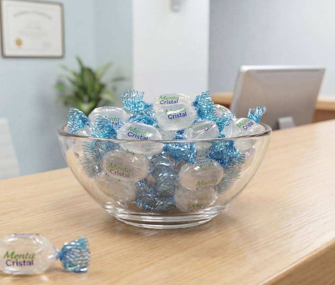 Crystal Mint Hard Candy - 1 lb of Fresh Delicious Individually Wrapped Light Refreshing Blue Minty Candy