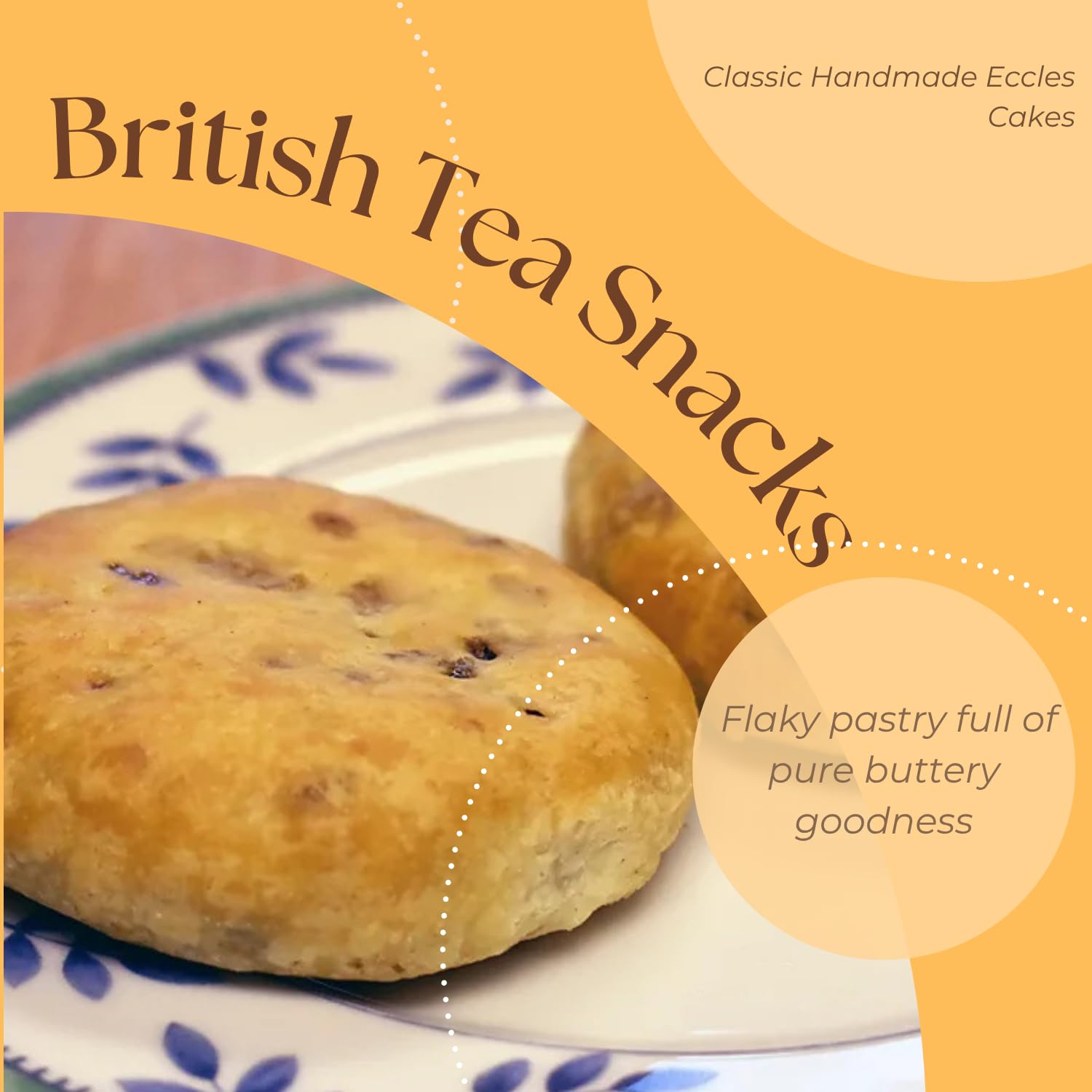 Real Lancashire Eccles Cakes - 4 Pieces (5.29oz / 150g) - British Snack Cakes with Pure Butter & Dried Currants, Traditional English Fruit Cake