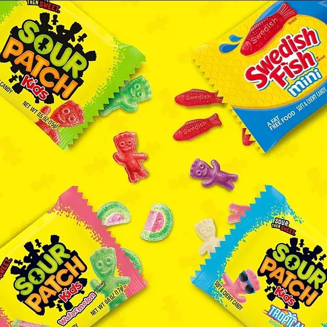 SourPatch Kids Variety Pack, Fun Size Individually Wrapped Candy for Party, 2lb Bag, LIVEBEAR Assortment.