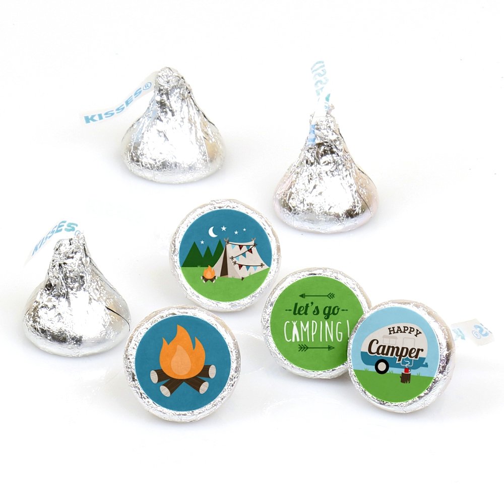 Happy Camper Party Favors - Round Candy Stickers - 108pc