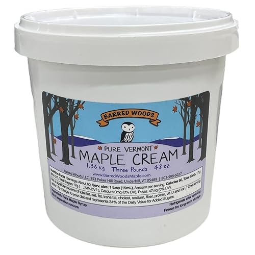 Barred Woods Maple - 3 Pound Jar of Vermont Maple Cream - Delicious Maple Butter