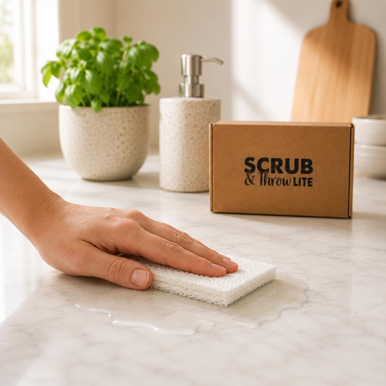 Scrub & Throw Cellulose Sponges, Natural, Plastic-Free, Non-Scratch, for Kitchen, Dishes, Pots and Cleaning, Plant-Based, Plastic-Free, Eco-Friendly