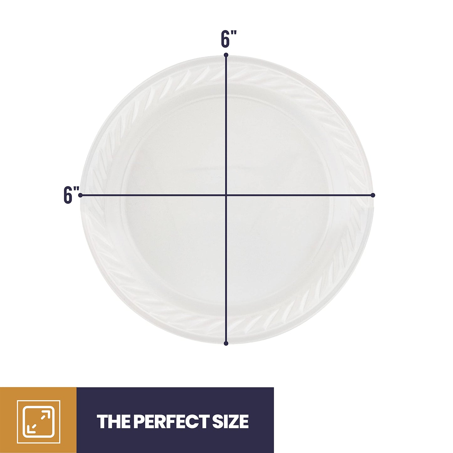 BluShine 250 Pack - 6 Inch White Plastic Plates Disposable Strong and Sturdy