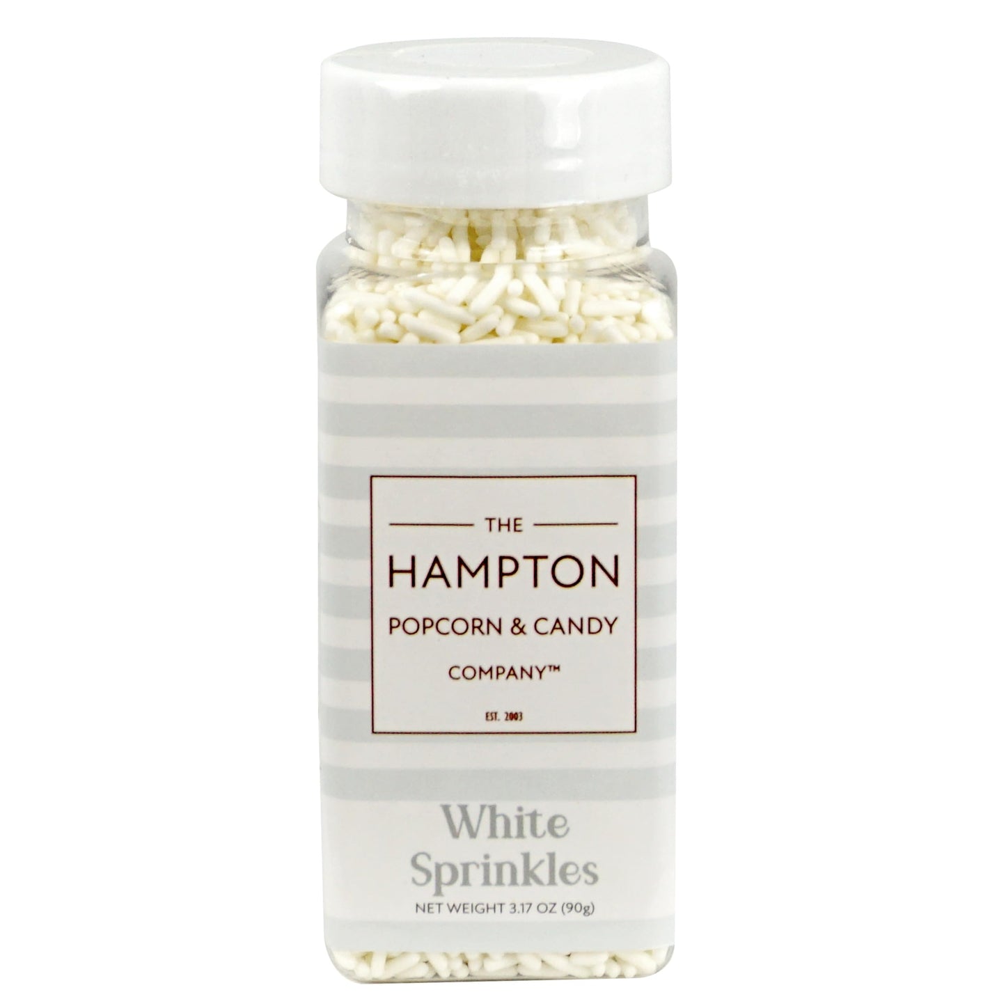White Sprinkles Jimmies 3.17 oz, Sprinkles For Cake Decorating, Cake Sprinkles, Sprinkles For Baking, Ice Cream & More, The Hampton Candy Company