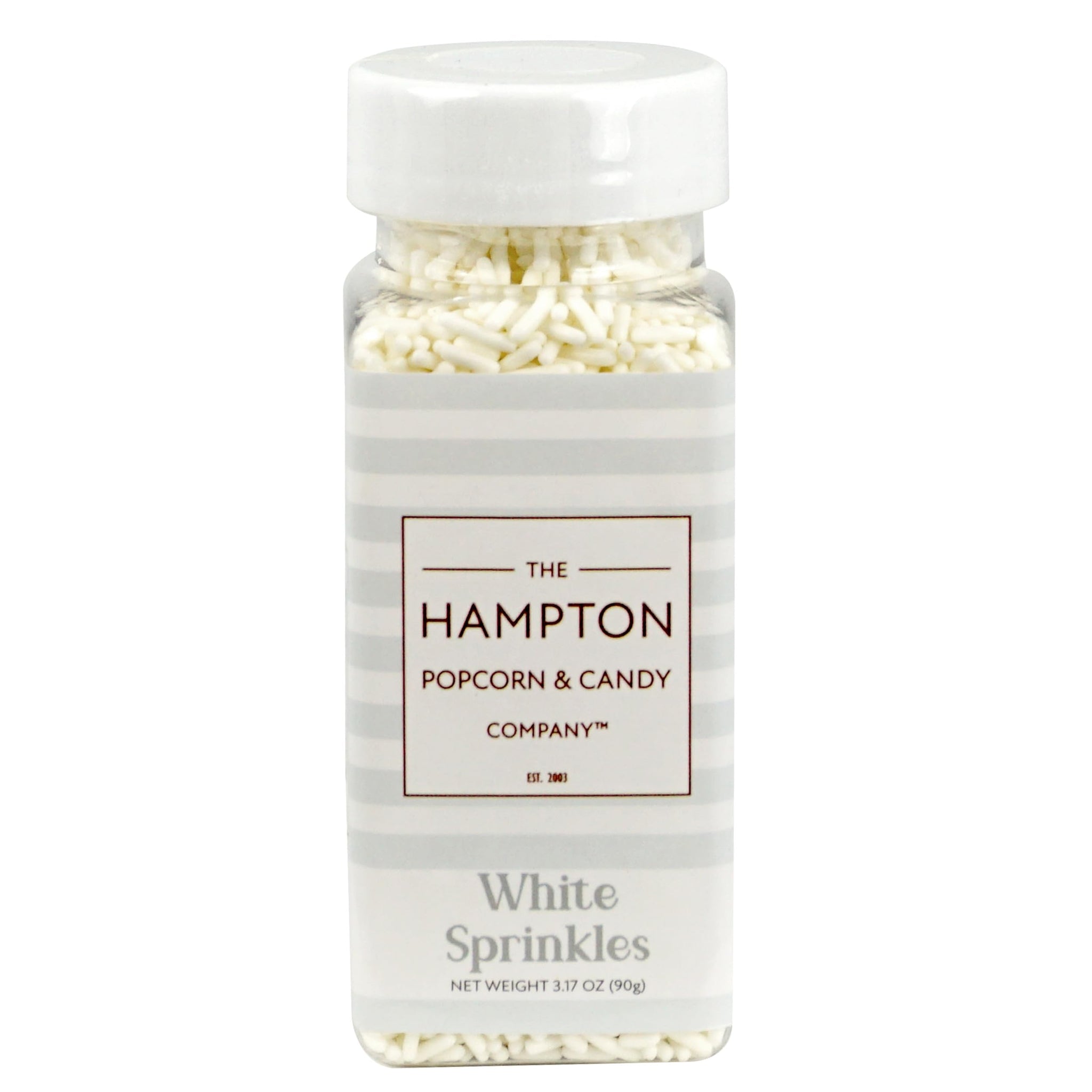White Sprinkles Jimmies 3.17 oz, Sprinkles For Cake Decorating, Cake Sprinkles, Sprinkles For Baking, Ice Cream & More, The Hampton Candy Company