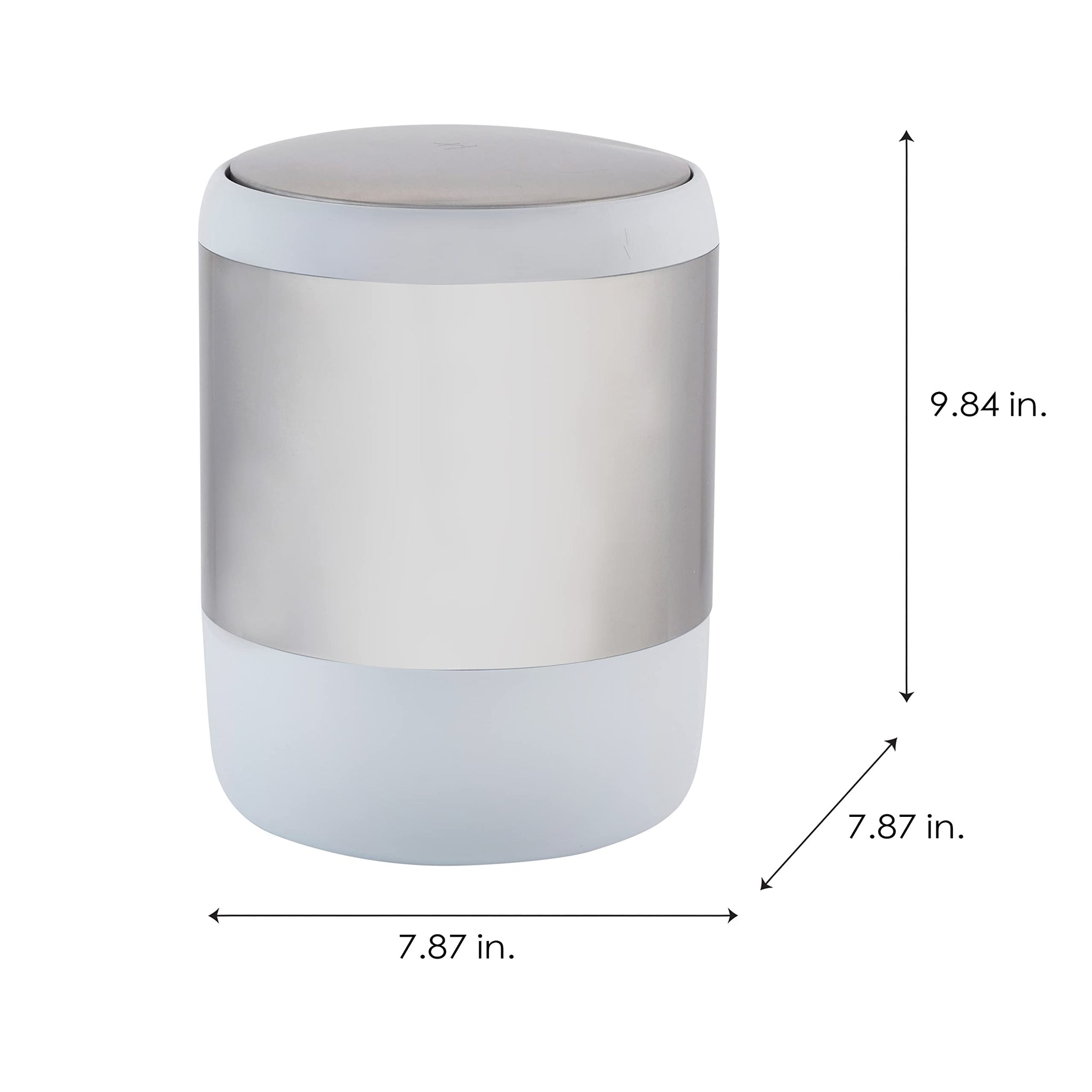Bath Bliss Smooth Matte Stainless Waste Bin and Toilet Brush | Dimensions: 7.9" x 7.9" x 9.8"- Wastebasket | Dimensions: 4.7"x 4.7"x 16.5"- Toilet