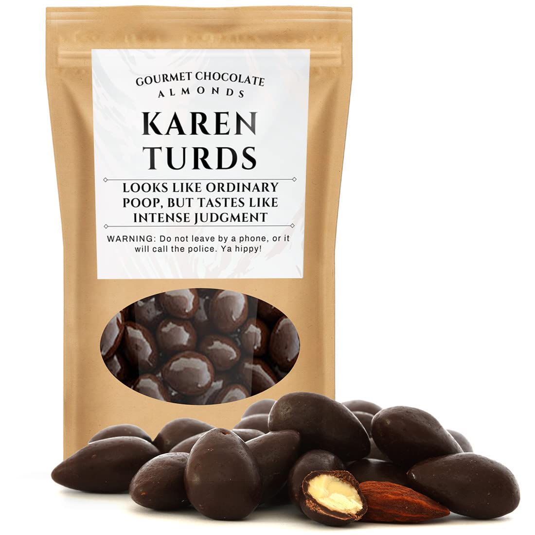 Karen Turds Chocolate Almonds - Gourmet Dark Chocolate Fine Candy - Funny Karen Gifts Adult Stocking Stuffers - Gag Christmas Gifts for Teens