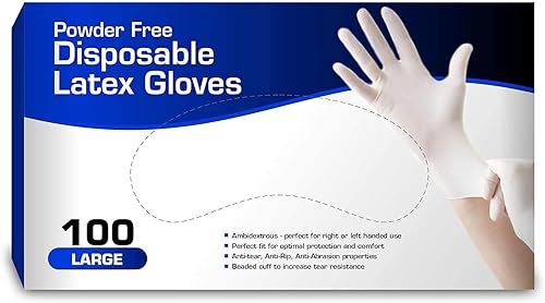 AroHome Disposable Large Powder Free Latex Gloves, 100 Gloves Per Box