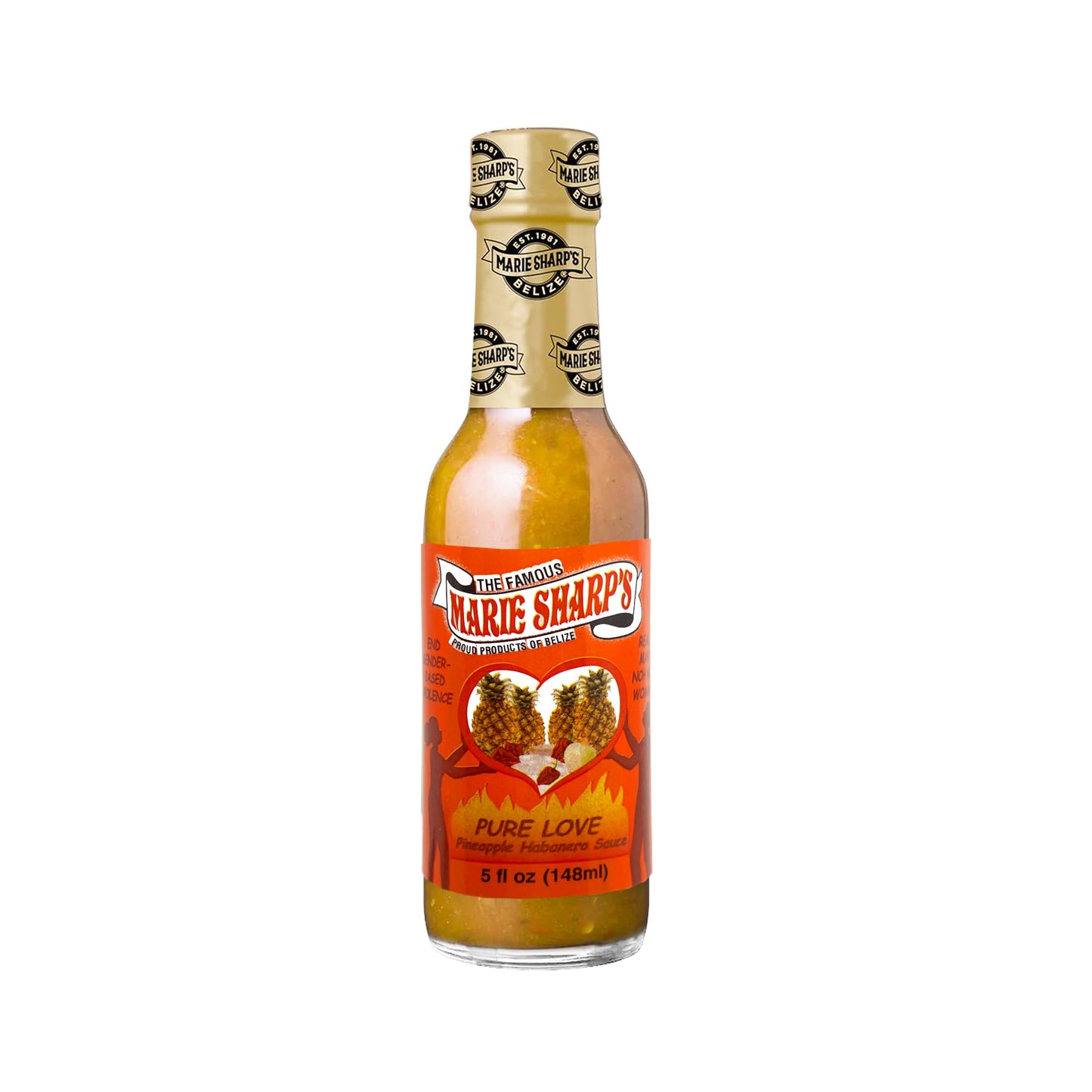 Marie Sharp's Pure Love Pineapple Habanero Pepper Sauce, 5 oz