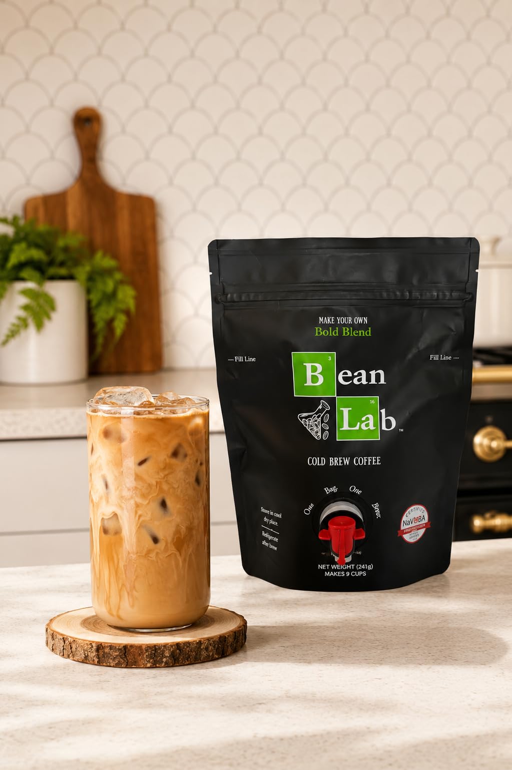 Bean Lab Cold Brew Coffee - Bold Blend - Brew Bag - Coarse Ground Coffee - Smooth Low-Acid Coffee - Reusable Brew System - 100% Arabica - Medium Roast