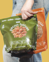 RANCHO PECANA - Natural Pecan Halves, 2 LB, Grain Free, Gluten Free, Non-GMO, Vegan Snack, Organic Nuts, Kosher, Keto, 3g Protein per 1 oz, Resealable