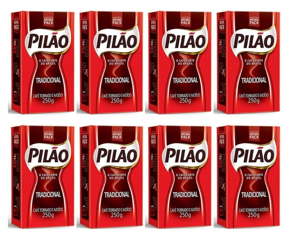 Coffee Rost and Ground - Café Torrado e Moído- Pilao 8.8oz. 250g - GLUTEN-FREE - PACK OF 08
