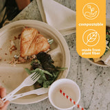 100% Compostable Disposable Paper Plates Bulk [10" 3-Comp 50 Pack], Bamboo Plates, Eco Friendly, Biodegradable, Sturdy Large Dinner Party Plates