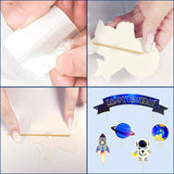 Ayearparty 32 Pcs Space Cake Toppers Outer Space Cake Decorations Astronaut Figurines Planet Rocket Stars and Satellite Pearl Balls DIY Cake Toppers