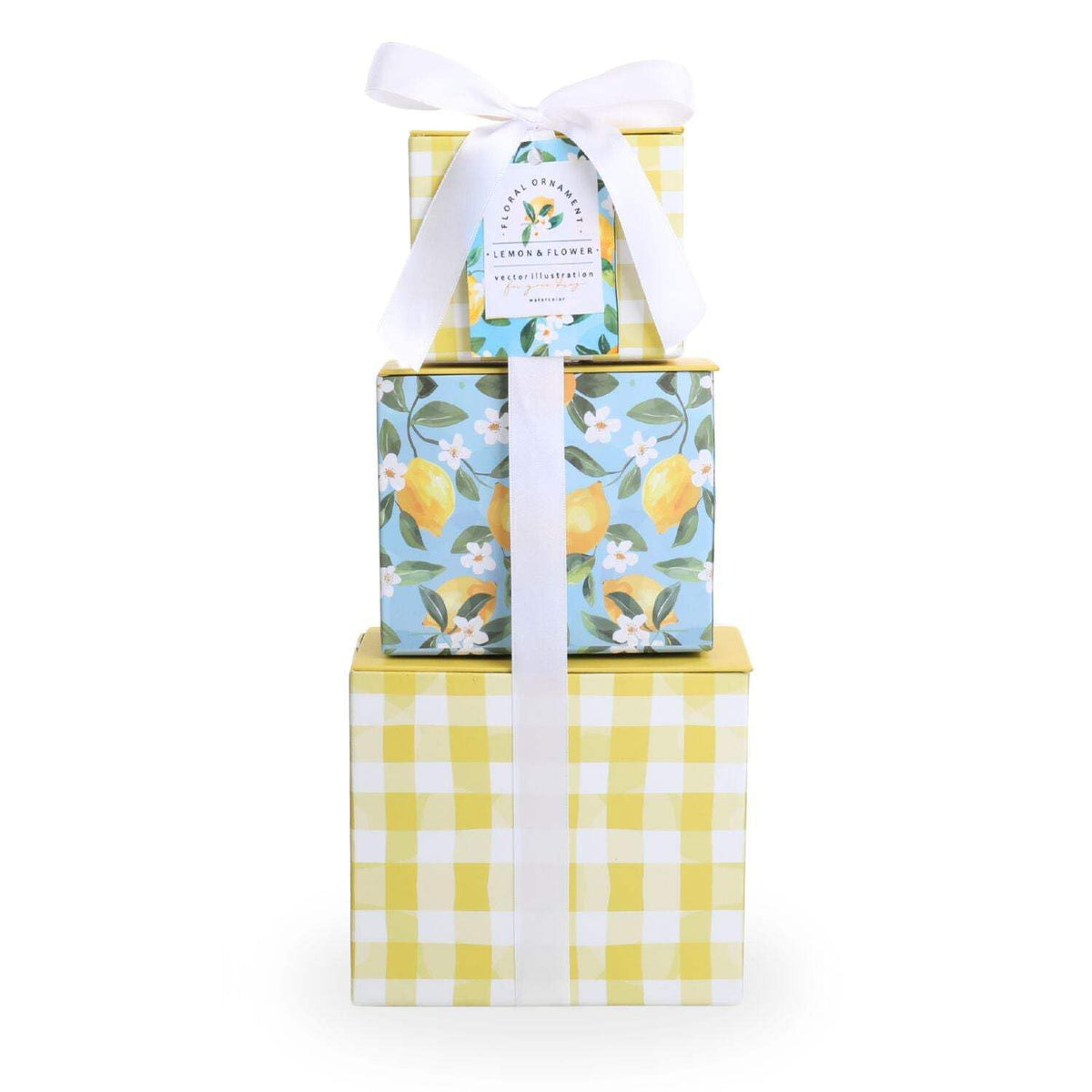 Alder Creek Gift Baskets Lemon Twist 3-High Tower with Candy, Cookies, and Popcorn for Summer, Thank You, Birthday, Housewarming, Mother's Day